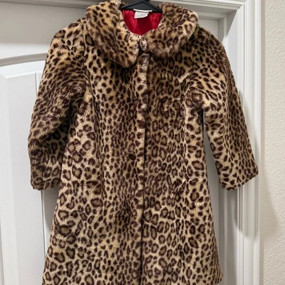 American Girl Leopard Print Coat with Red Lining - Picture 2 of 8